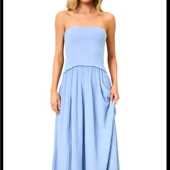 SOLID & STRIPED Dresses & Skirts - Solid & Striped Blue Strapless Ribbed Maxi Dress, Size M